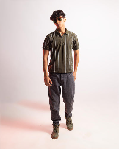 Stipped Polo | Green