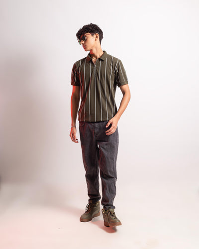 Stipped Polo | Green